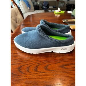 OOFOS OOcoozie Sherpa Mule Recovery Slippers Slip On Blue Men’s Size 11.5